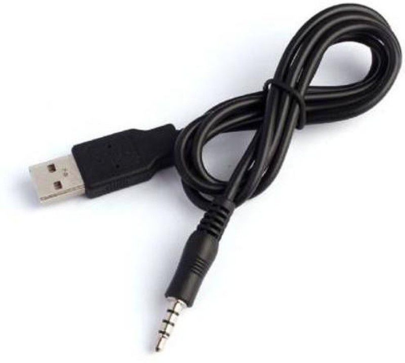 De-TechInn AUX Cable 0.4 m High Quality 3.5mm Male Aux Audio Jack to Usb 2.0 Male  (Compatible with All Smartphones, Black, One Cable)