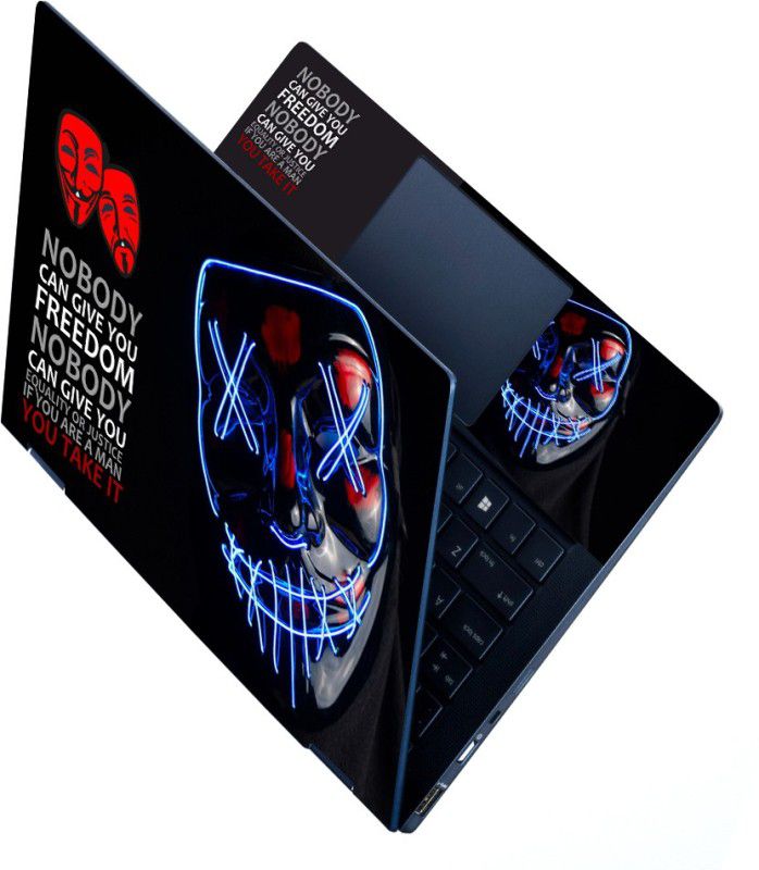 Anweshas Full Panel Laptop Skins Upto 15.6 inch - No Residue, Bubble Free - Removable HD Quality Printed Vinyl/Sticker/Cover for Dell-Lenovo-Acer-HP (neon face red logo hacker anonymous) Stertched Vinyl Laptop Decal 15.6