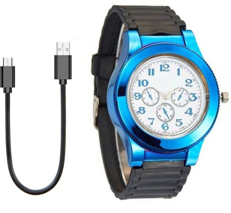 TrustShip ™ Classic Men Watch Blue Color Lighter | USB Rechargeable Flameless Lighter | Beautiful Gifting Purpose For Cigarette Lovers | Colro Blue Cigarette Lighter  (Blue Black)