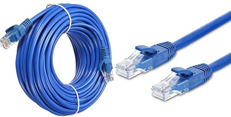 TERABYTE Ethernet Cable 13 m 13 METER CAT5/5E Network Internet RJ45 LAN Wire High Speed Patch Cable  (Compatible with Laptop, PC, Blue, One Cable)