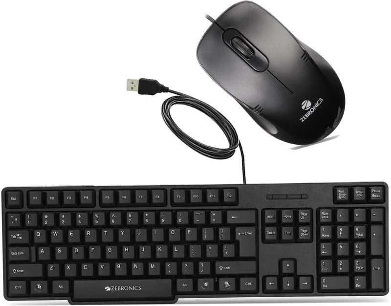 ZEBRONICS Zeb-K20 Wired Keyboard and ZEB-Power Plus Wired Optical Mouse Combo Set
