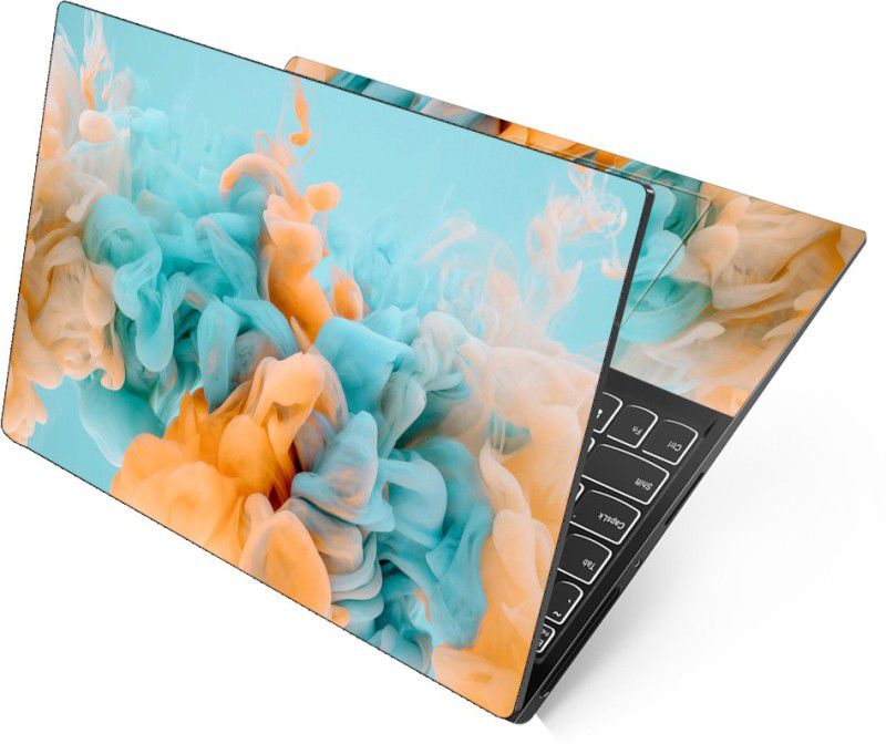 dzazner Full Panel Laptop Skins for 13.3, 14.1, 15.6 inch - No Residue, Bubble Free - Removable HD Quality Printed Vinyl/Sticker/Cover for Dell-Lenovo-Acer-HP (Sky Blue Orange Smoked) Stretched Vinyl Laptop Decal 15.6
