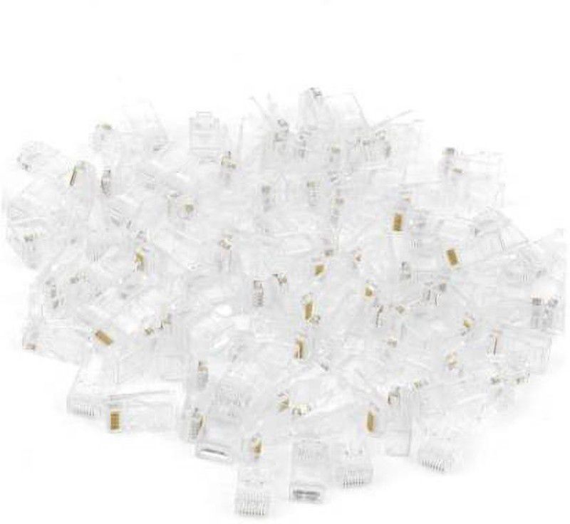 ATEKT 100pieces pack of Un-shielded RJ-45 Plug Connector CAT5 CAT5e CAT6 Network LAN Crimps Lan Adapter (100 Mbps) Network Interface Card  (White)