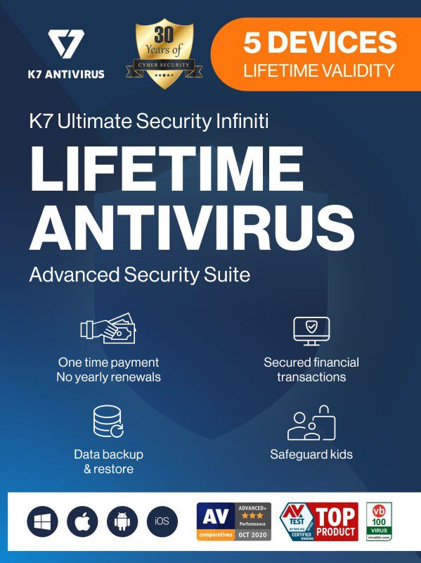 K7 Security 5 PC Infiniti Lifetime Validity Ultimate Security (Email Delivery - No CD)  (Standard Edition)