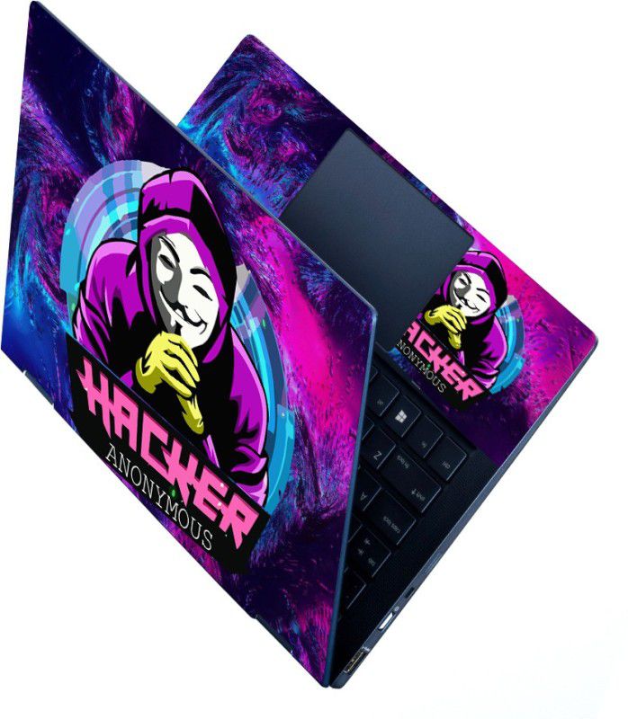 Anweshas Full Panel Laptop Skins Upto 15.6 inch - No Residue, Bubble Free - Removable HD Quality Printed Vinyl/Sticker/Cover for Dell-Lenovo-Acer-HP (colorful Abstract hacker anonymous) Stretched Vinyl Laptop Decal 15.6