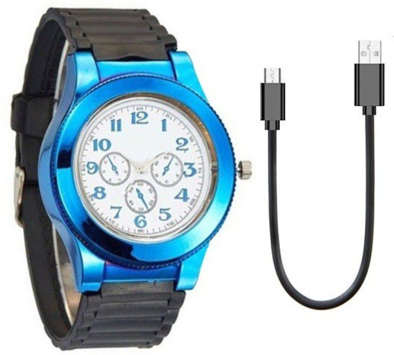 Explorer Metal Body | Best Rechargeable USB Lighter | Black Strap Blue Dial Watch Lighter| Best Gifting Purpose For Watch User Cigarette Lighter  (Blue)