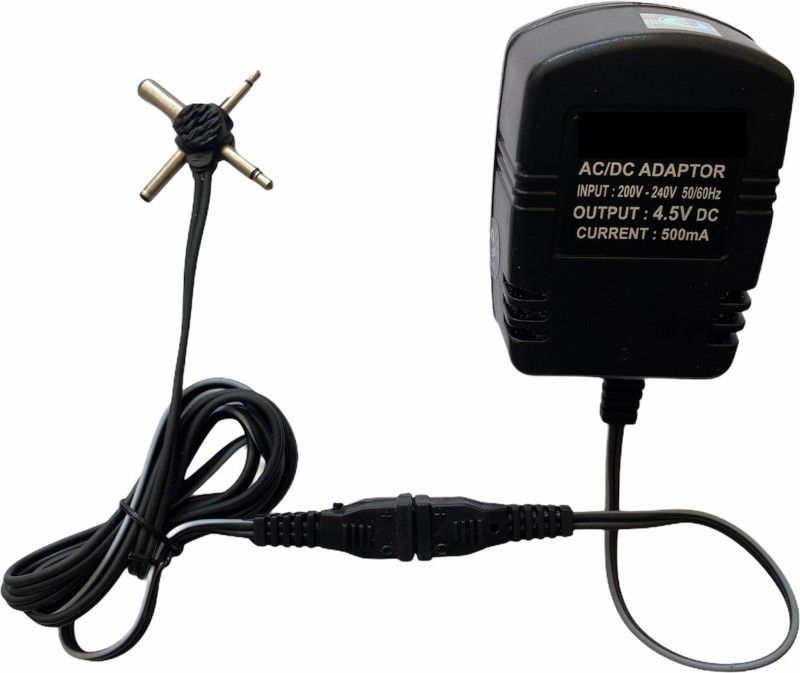 Upix 4.5V 500mA DC Supply Power Adapter with 4 Pin Worldwide Adaptor  (Black)