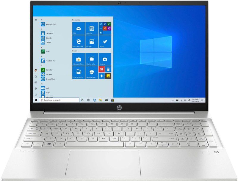 HP Pavilion Ryzen 5 Hexa Core 5500U - (16 GB/512 GB SSD/Windows 10 Home) 15-eh1103AU Thin and Light Laptop  (15.6 Inch, Natural Silver, 1.75 Kg, With MS Office)