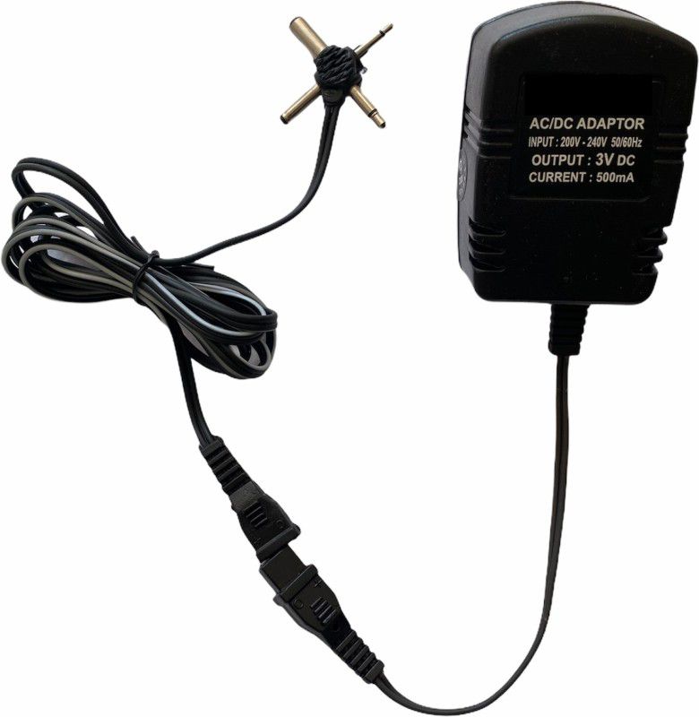 Upix 3V 500mA DC Supply Power Adapter with 4 Pin Worldwide Adaptor  (Black)