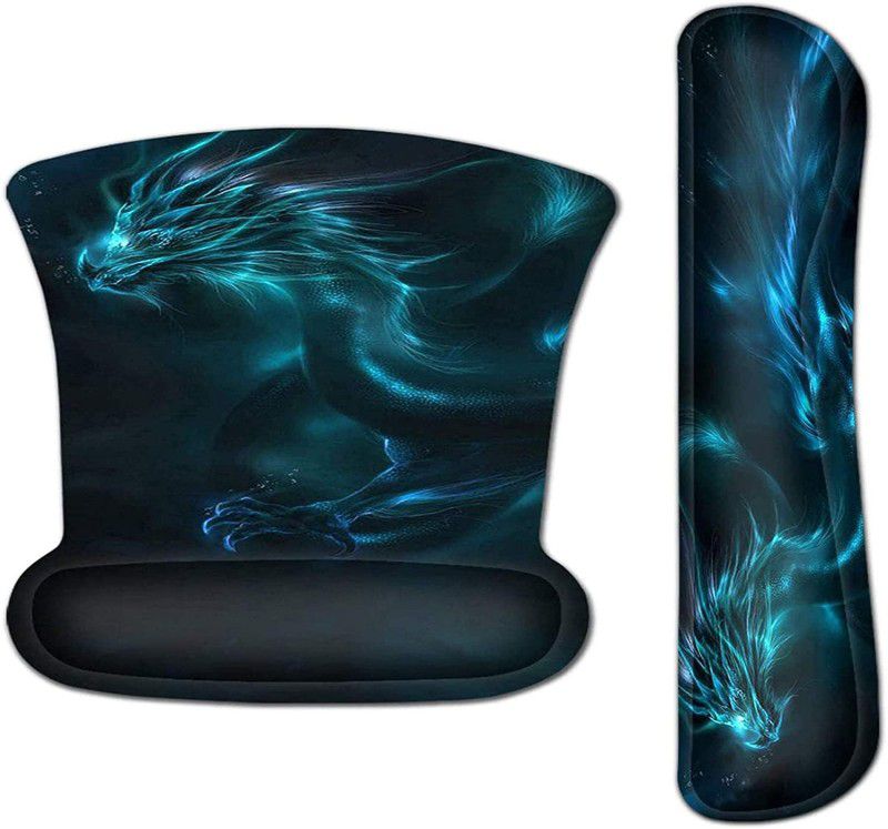 OCEANEVO Mouse Pad with Wrist Support and Keyboard Wrist Rest with Memory Foam for Office Mousepad  (Dragon)