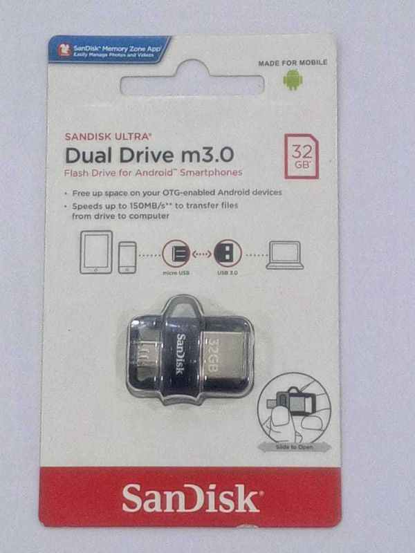 SanDisk Dual Drive m3.0 32 GB OTG Drive  (Black, Type A to Micro USB)
