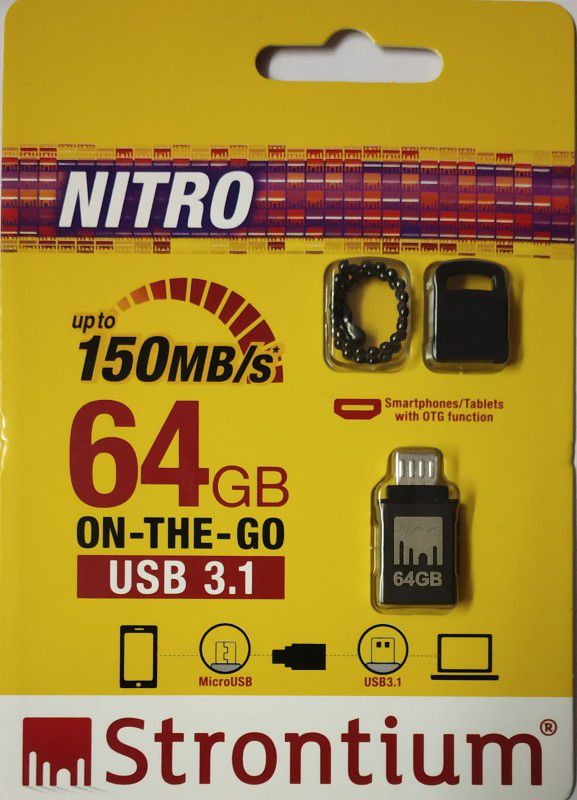 Strontium OTG USB 3.1 150MB/s 64 GB Pen Drive  (Black)