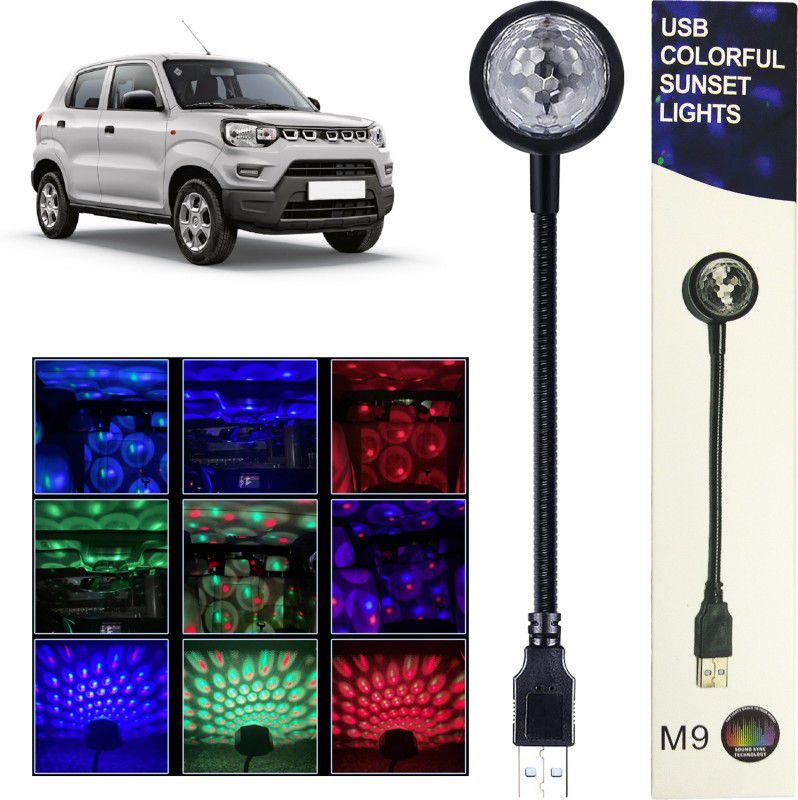 MOOZMOB 360 Degree Flexible Portable 7 Color + 9 Functional Modes USB Disco Projector Led Light for Maruti-S Presso Car SUVs Home Bedroom Led Light  (Black)