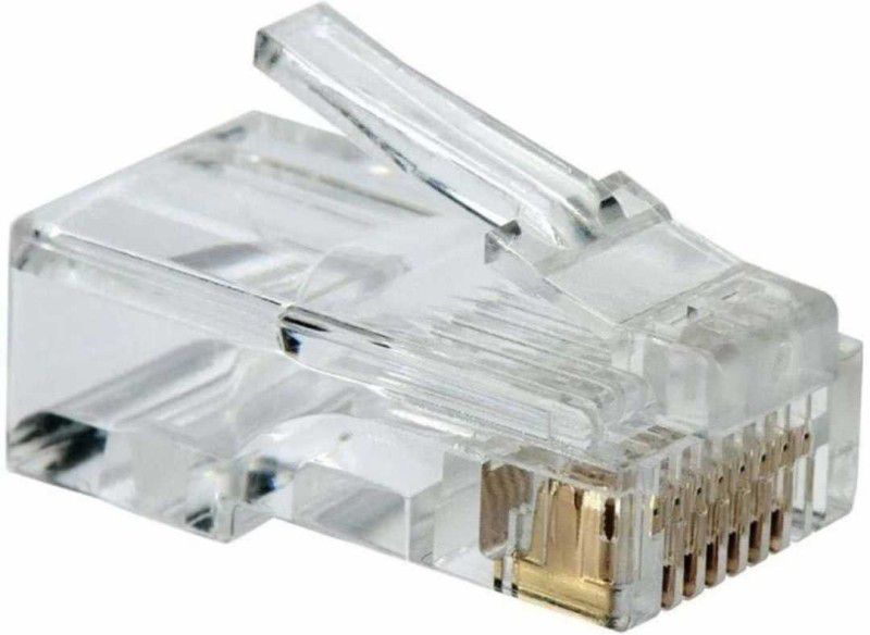 BIGGEAR 200pcs Cat6 / Cat5e RJ45 Connector, Ethernet Cable Crimps Connectors Network Interface Card  (Crystal Clear, Gold Plated)