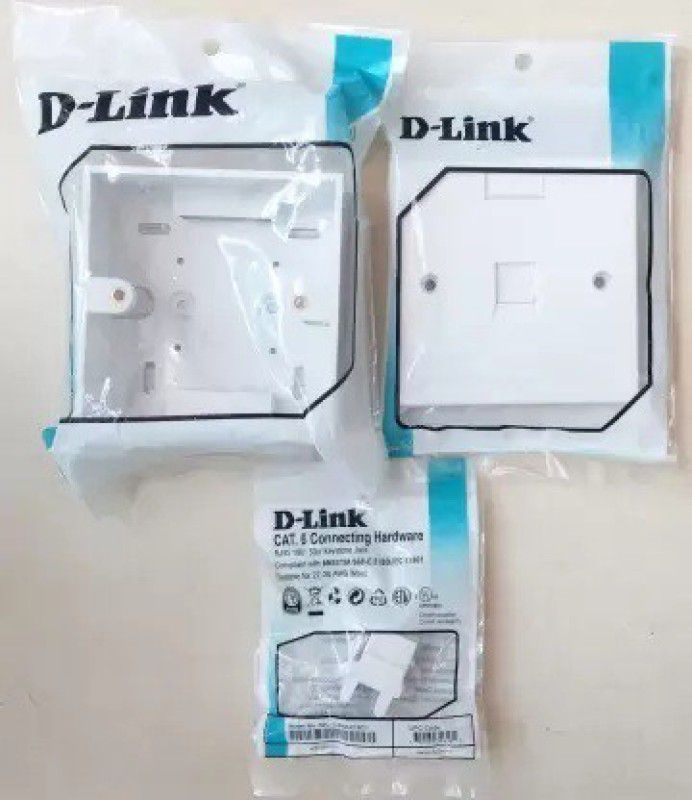 Mak World D-Link CAT6 IO, Face Plate, Wall Gang Box Combo - 1 Set Network Interface Card  (White)