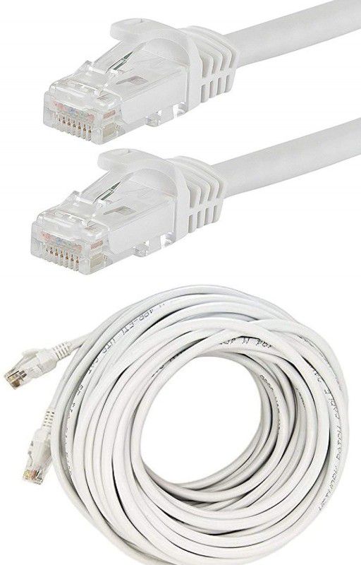 TERABYTE Ethernet Cable 9.25 m 9.25 METER Patch Cable CAT6/Cat 6 RJ45 Internet Network LAN Wire High Speed  (Compatible with PC, Laptop, Modem, White, One Cable)