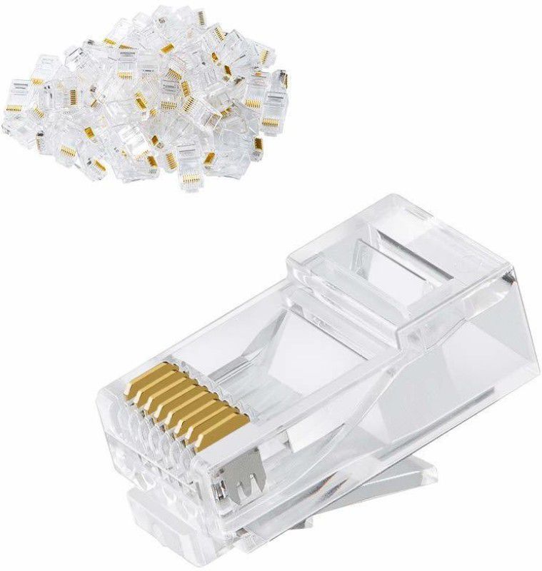 BIGGEAR 200pcs Cat6 / Cat5e RJ45 Connector, Ethernet Cable Crimp Connectors Network Interface Card  (Crystal Clear, Gold Plated)