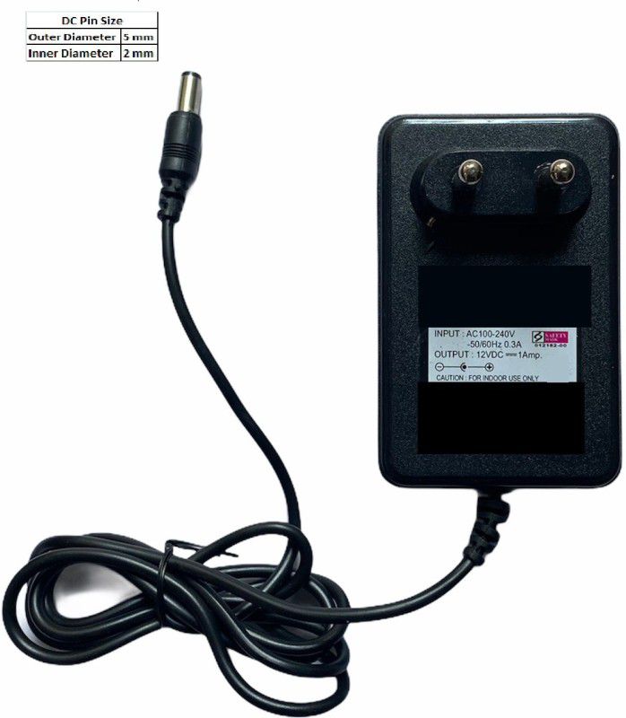 Upix 12V 1A DC Supply Power Adapter with DC Pin Worldwide Adaptor  (Black)