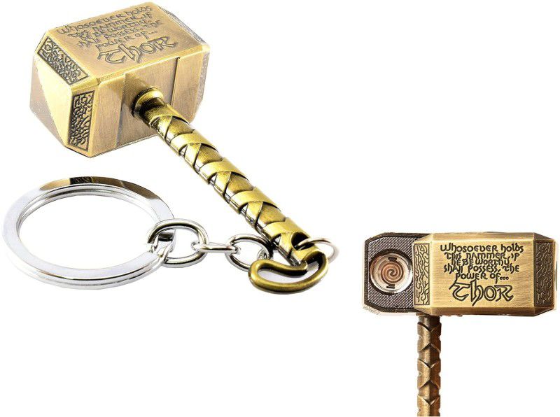 Explorer ™ USB Thor Slider Lighter | USB Rechargeable Windproof And Flameless Lighter | Golden | Key Ring Chain Included For Home Keys , Car , Scooty , Bike , Bike, Use | Metal Body Cigarette Lighter, USB Charger  (Golden)