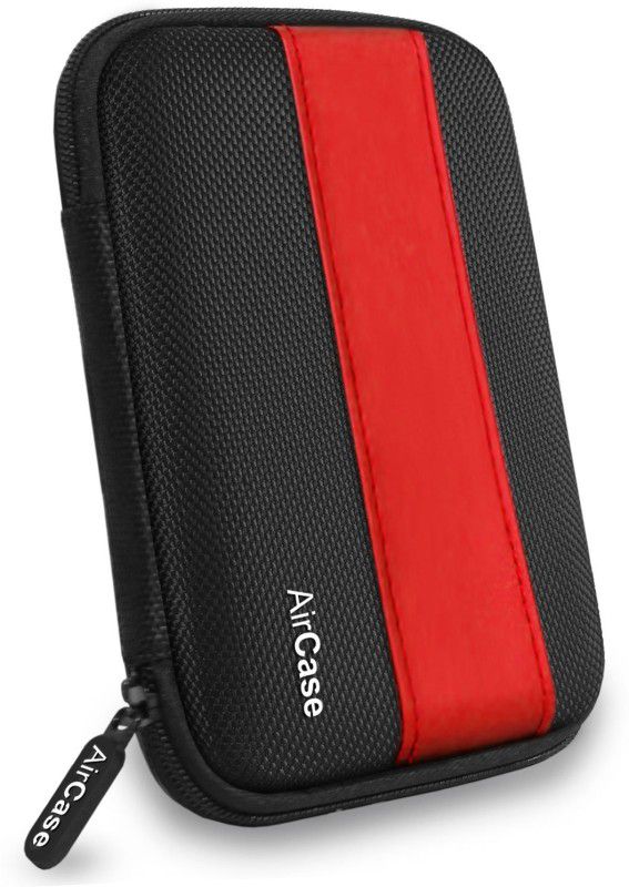 AirCase Rugged Pocket Drive Pouch 2.5 inch External Hard Disk Cover  (For Sony,Hitachi, iomega, Toshiba, Dell, Lenovo, HP, Red, Black)