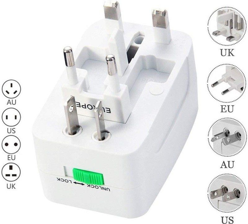 ASTOUND All in One Universal International Travel AC Power Squar Charger Worldwide Adaptor  (White)