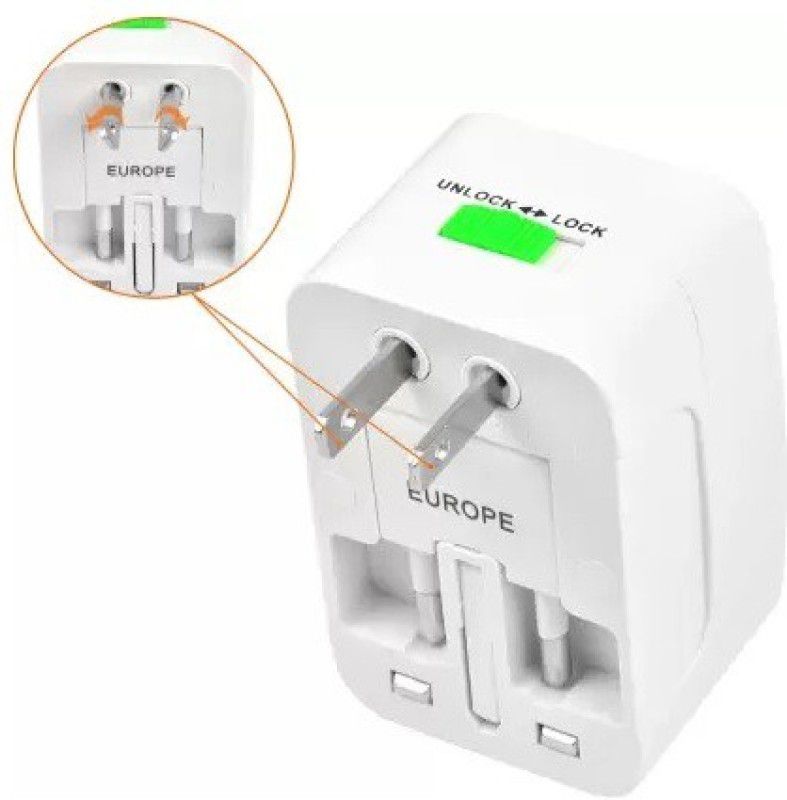 ASTOUND Power Socket Adapter Universal Travel Dual USB Adapter Plug Worldwide Adaptor  (White)