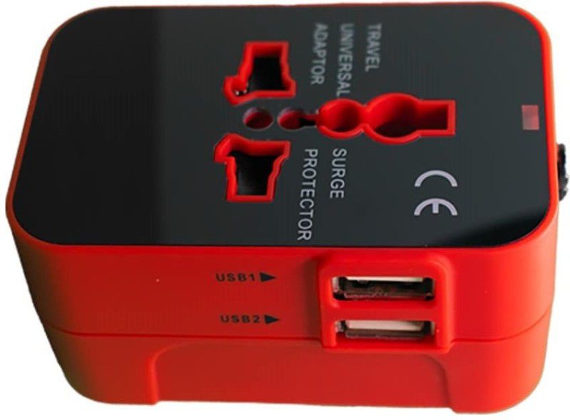 Jihaan Travel Adapter, Worldwide All in One Universal Travel Adapter Cell Phone Laptop Worldwide Adaptor  (Red, Black)