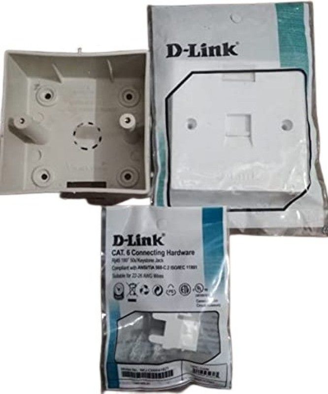 Mak World Combo RJ45 CAT6 LAN I/O Keystone Jack Gang Box, Single Face Plate (Set of 1 Pcs) Network Interface Card  (Multicolor)