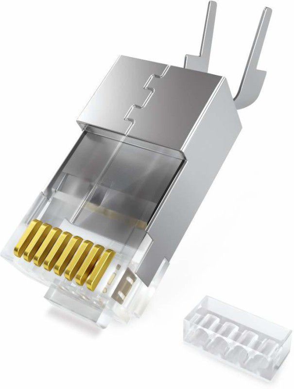 Mak World CAT 7 Metal Shielded RJ45 Plug Connector FTP/STP 8P8C Modular Network Plug Network Interface Card  (Silver, Transparent)