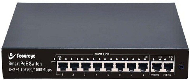 SECUREYE S-8GE-2UG-NB Network Switch  (Black)