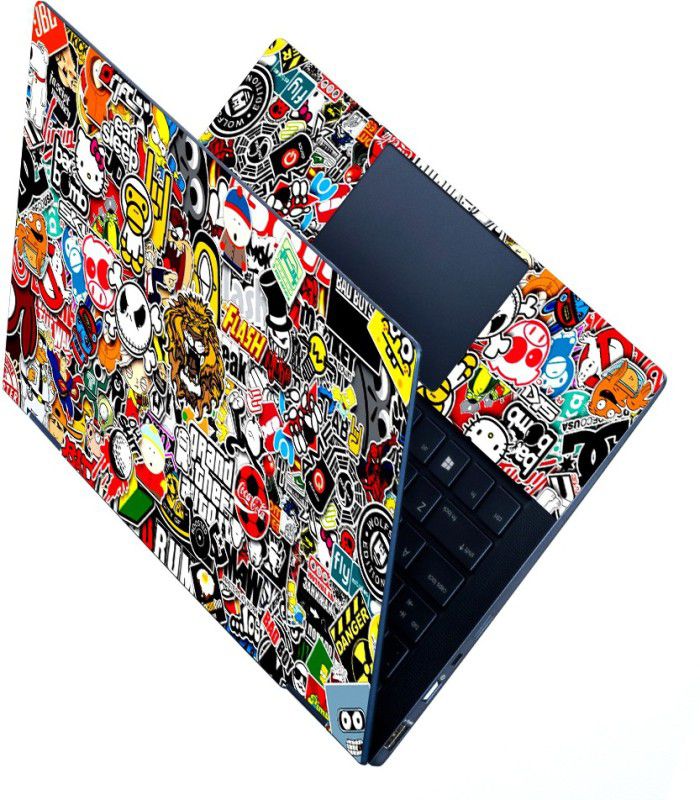 Full Panel Laptop Skin Decal Sticker Vinyl Fits Size Upto 15.6 inches - Sticker Bomb Tiger Self Adhesive Vinyl Laptop Decal 15.6