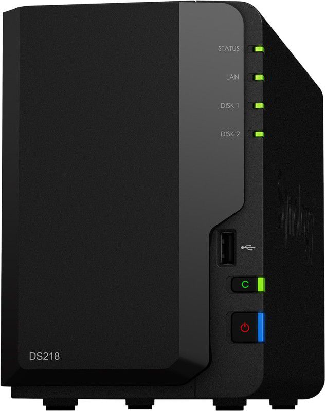 Synology DiskStation DS218 0 TB External Hard Disk Drive (HDD)  (Black, Mobile Backup Enabled, External Power Required)