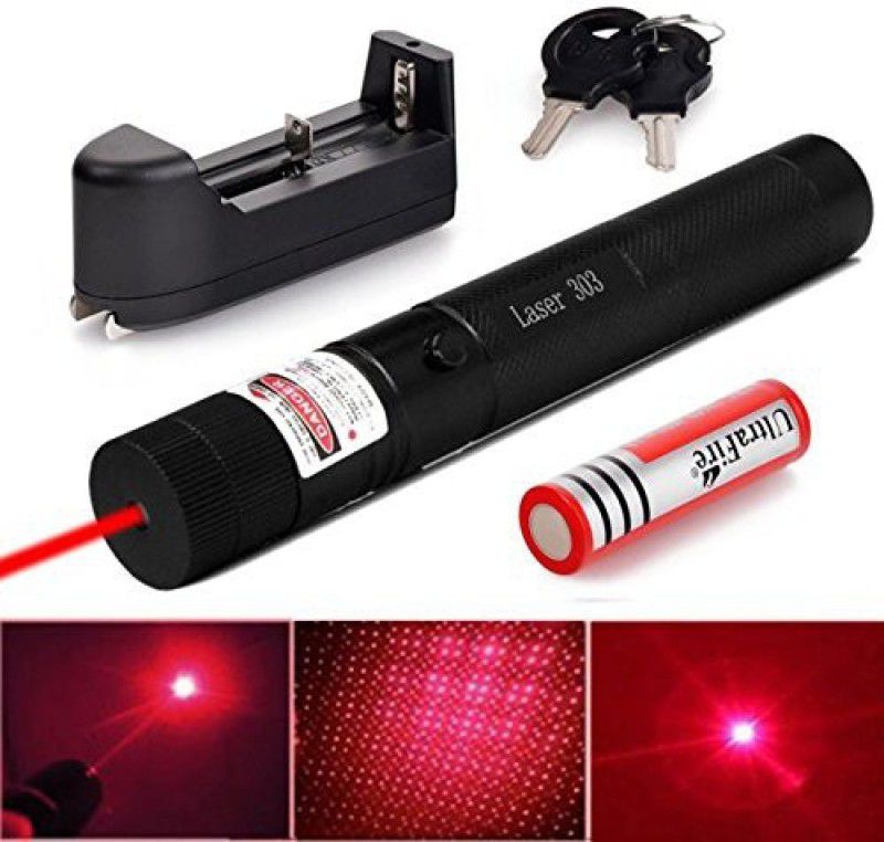 Iktu 5mW 532nm 303 Red Light Laser Pointer Pen Adjustable Focus Visible Beam + 2 Keys  (532 nm, Red)