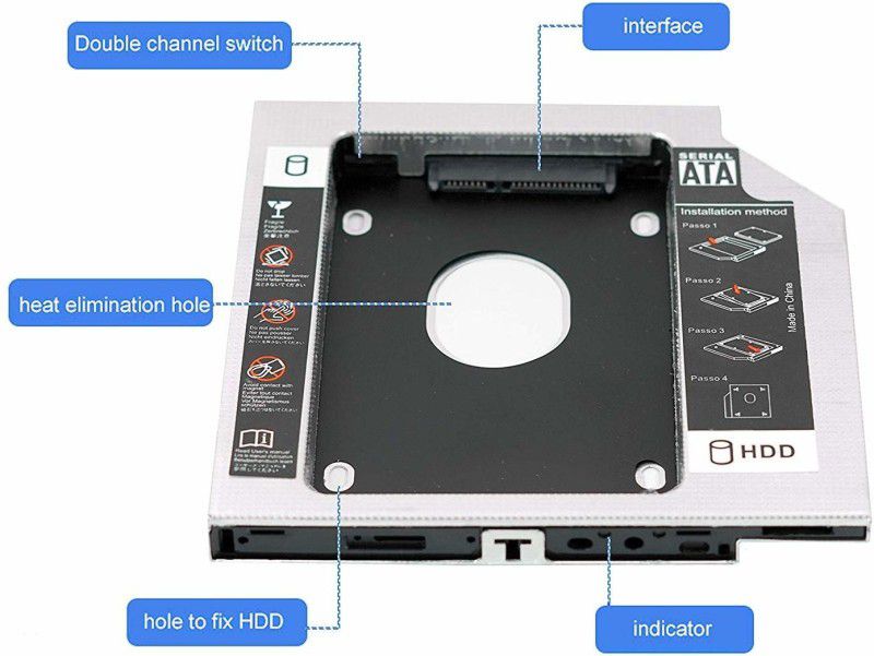 TERABYTE 9.5MM SATA Second HDD CADDY 2.5''Internal CD/DVD-ROM to Expanded Data Storage 2.5 inch 9.5MM Internal Hard Drive Enclosure/HDD CADDY  (For SATA-to-SATA / Universal 2.5