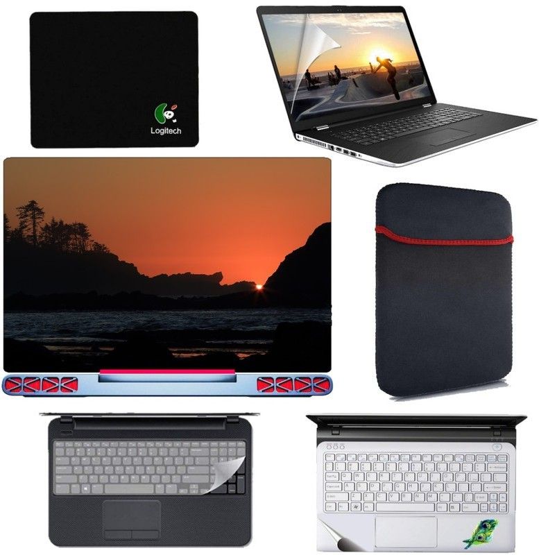 SDM 6 in 1 Combo - Laptop Skin Stickers, Screen card , Key Guard, Mouse Pad, Sleeve and Palmrest Skin for All 15.6 Inch Laptops || Notebooks Combo Set (nature image196 Combo Set  (Multicolor)