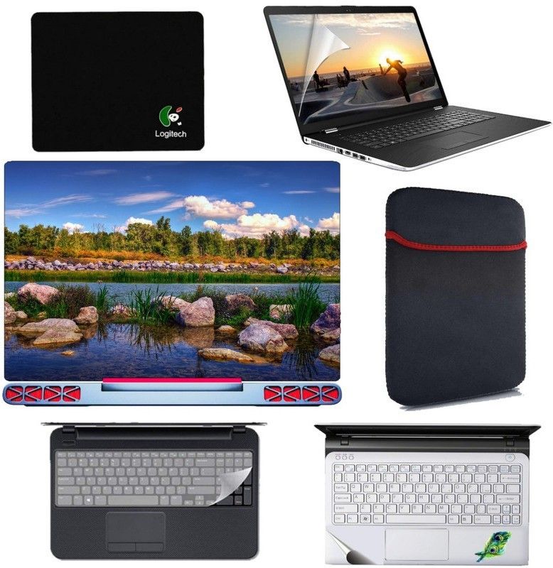 SDM 6 in 1 Combo - Laptop Skin Stickers, Screen card , Key Guard, Mouse Pad, Sleeve and Palmrest Skin for All 15.6 Inch Laptops || Notebooks Combo Set (nature image185 Combo Set  (Multicolor)
