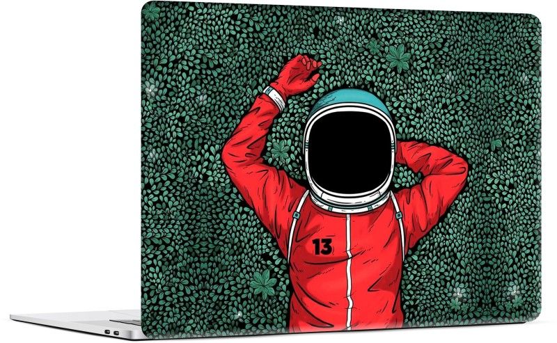 STICKER PRO Universal Laptop Skin with Extra Protective Layer - Astronaut Green Leaves Premium PVC Self Adhesive Vinyl Laptop Decal 14