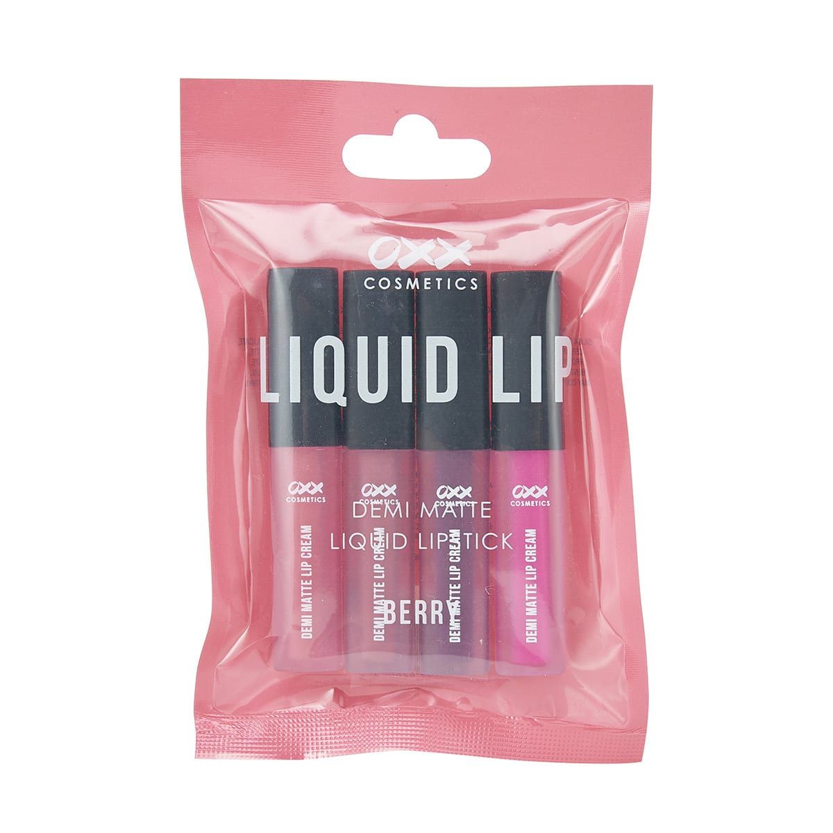 OXX Cosmetics 4 Piece Liquid Lip Demi Matte Liquid Lipstick - Berry
