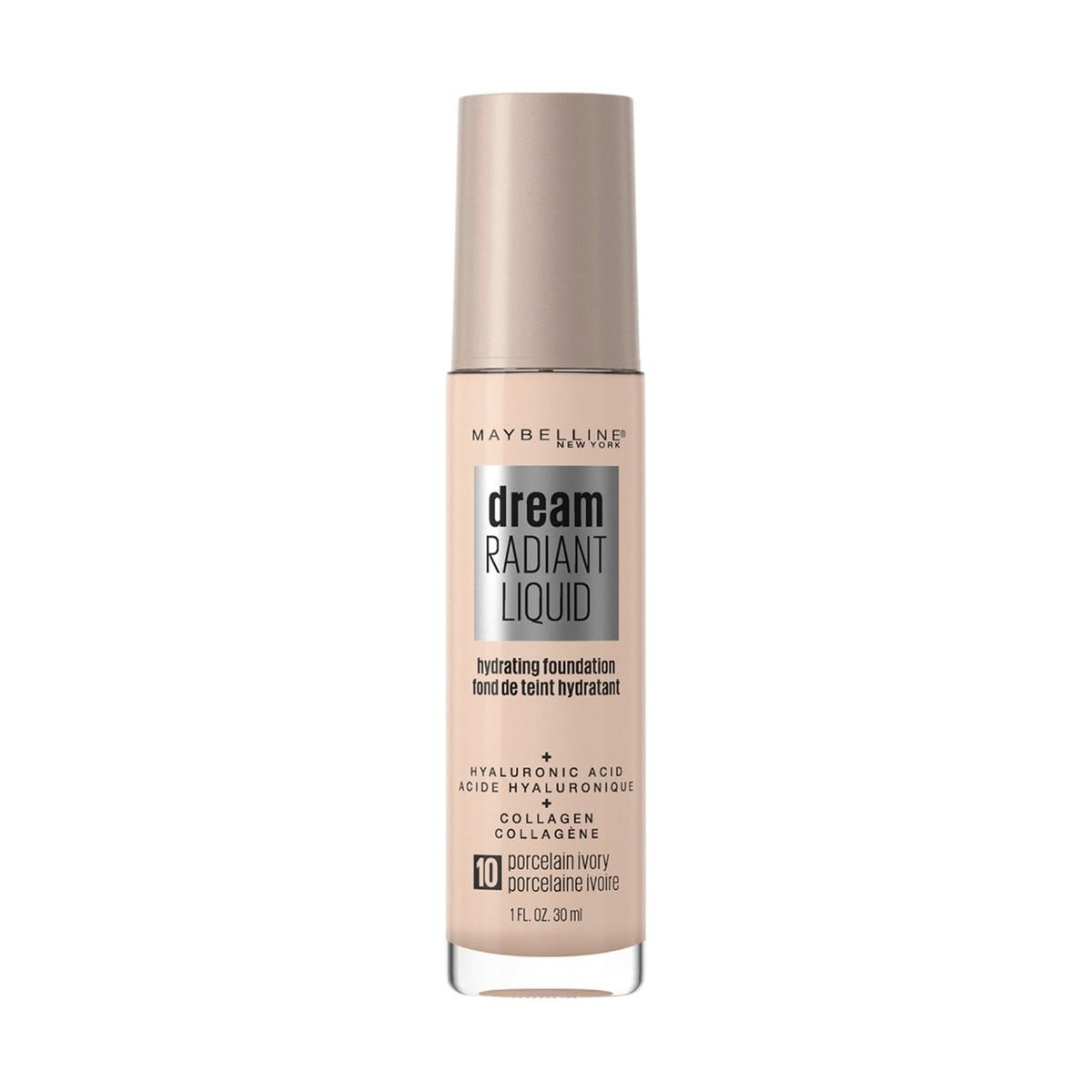 Maybelline Dream Radiant Liquid Hydrating Foundation 30ml - 10 Porcelain Ivory