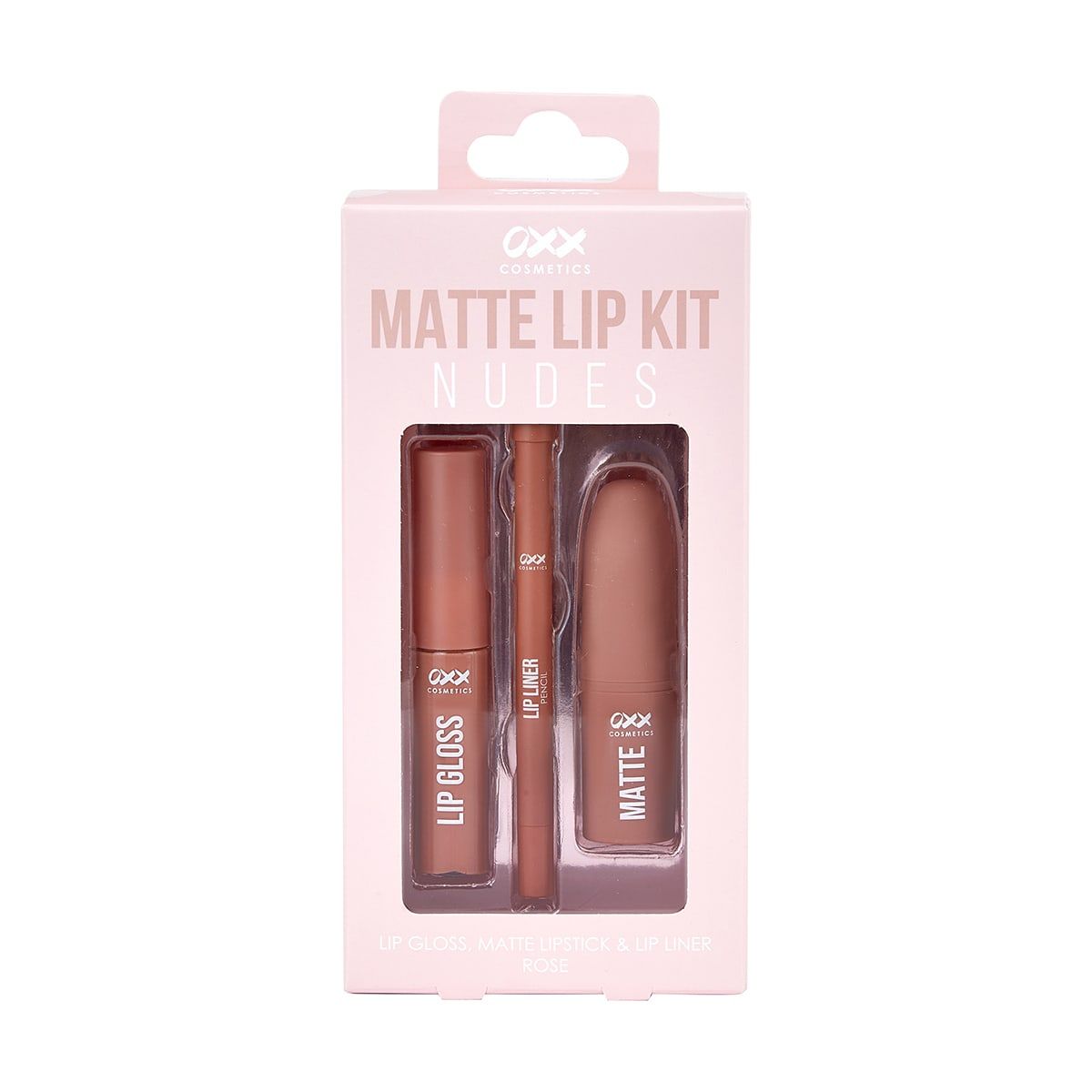 OXX Cosmetics 3 Piece Matte Lip Kit Nudes - Rose