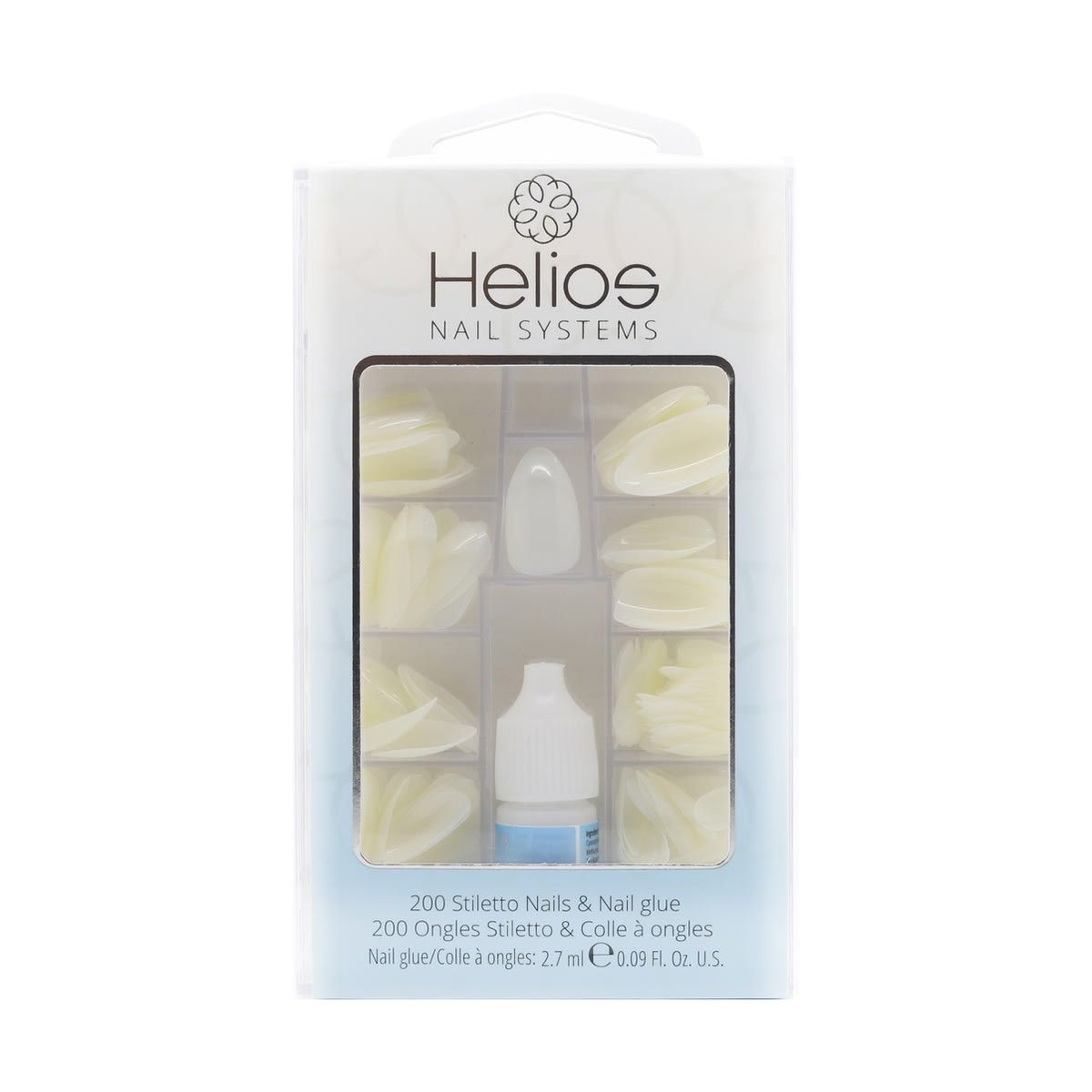 Helios Nail Systems 200 Piece Nails and Nail Glue - Stilleto