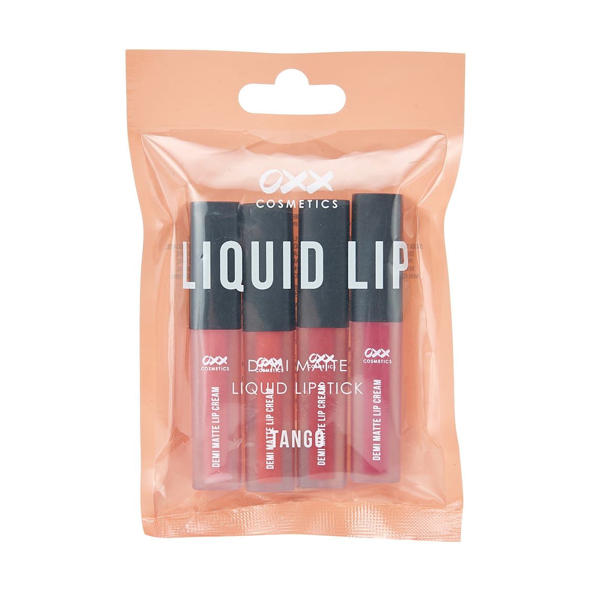 OXX Cosmetics 4 Piece Demi Matte Liquid Lipstick - Tango