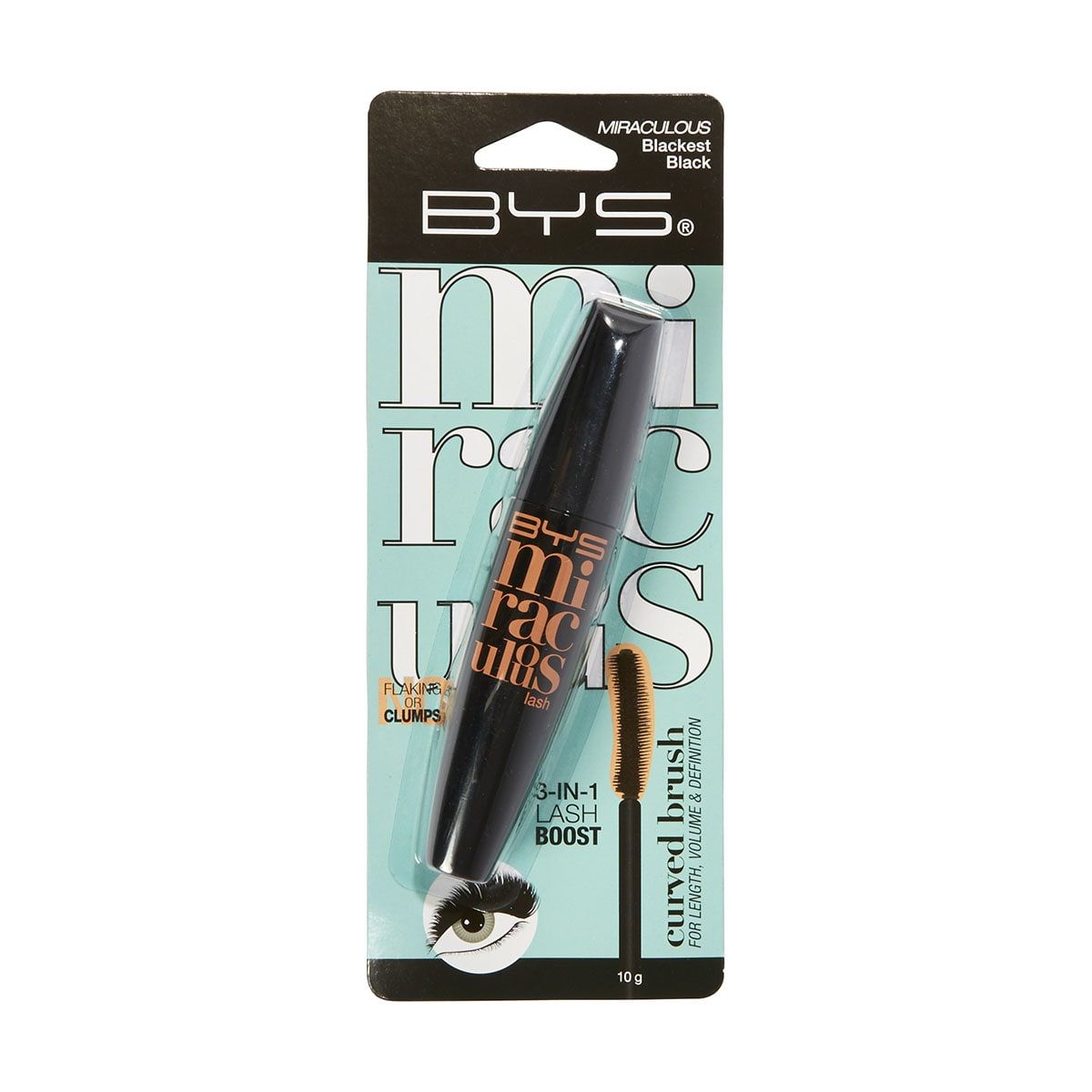 BYS Miraculous Lash Mascara - 10g, Blackest Black