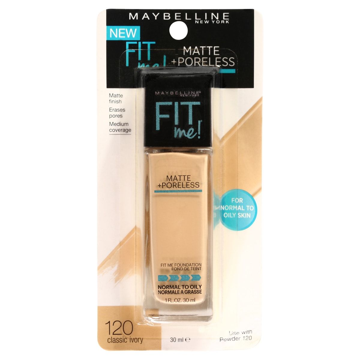 Maybelline Fit Me Matte & Poreless Mattifying Liquid Foundation - Classic Ivory 120
