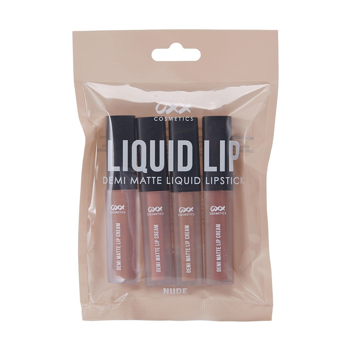 OXX Cosmetics 4 Piece Liquid Lip Demi Matte Liquid Lipstick - Nude