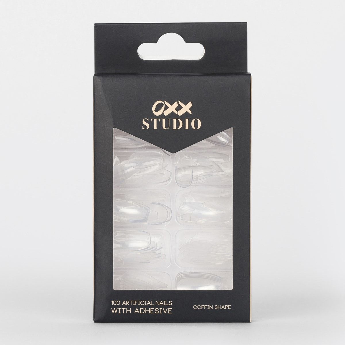 OXX Studio 100 Pack Artificial Nails with Adhesive - Clear