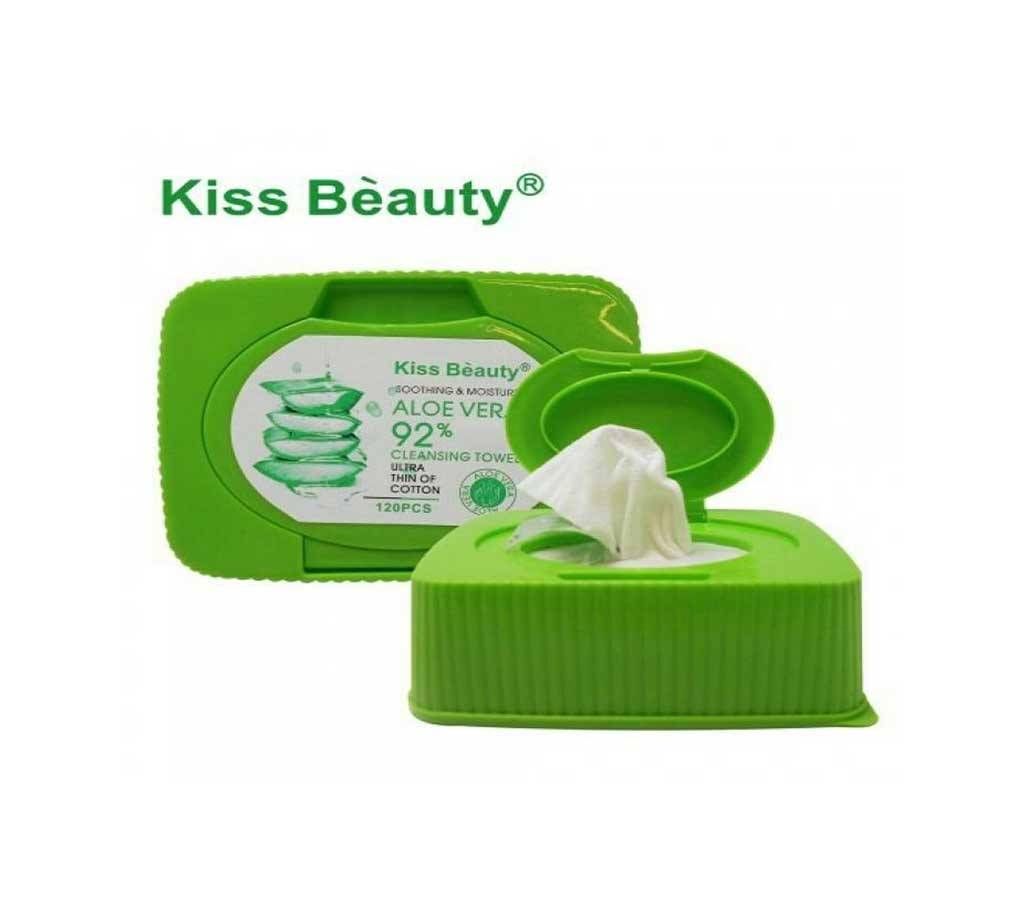 KISS BEAUTY ALOE VERA 92% CLEANSING TOWEL 120PCS China