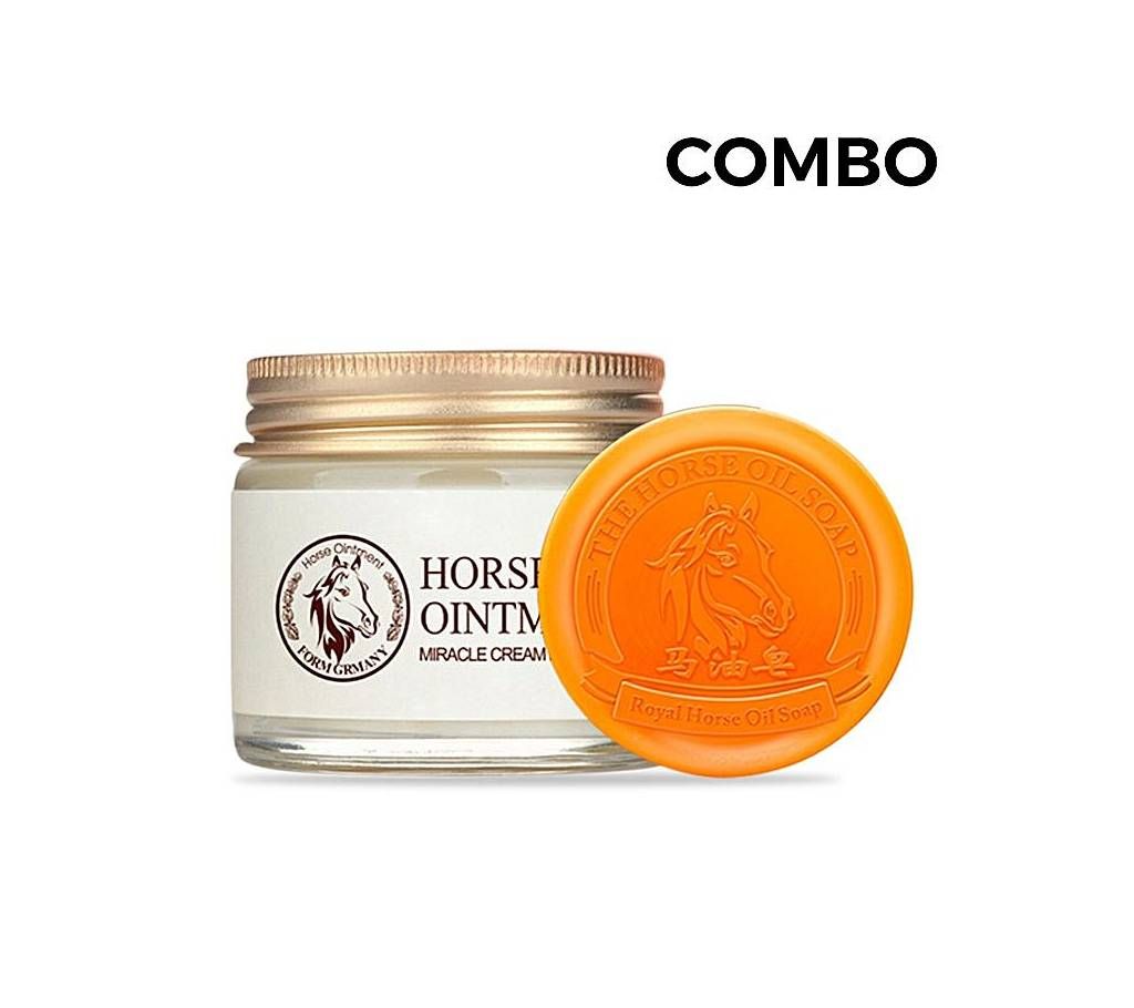 BIOAQUA Combo of Horse Oil Ointment Cream and Royal Horse Oil Soap - 150g