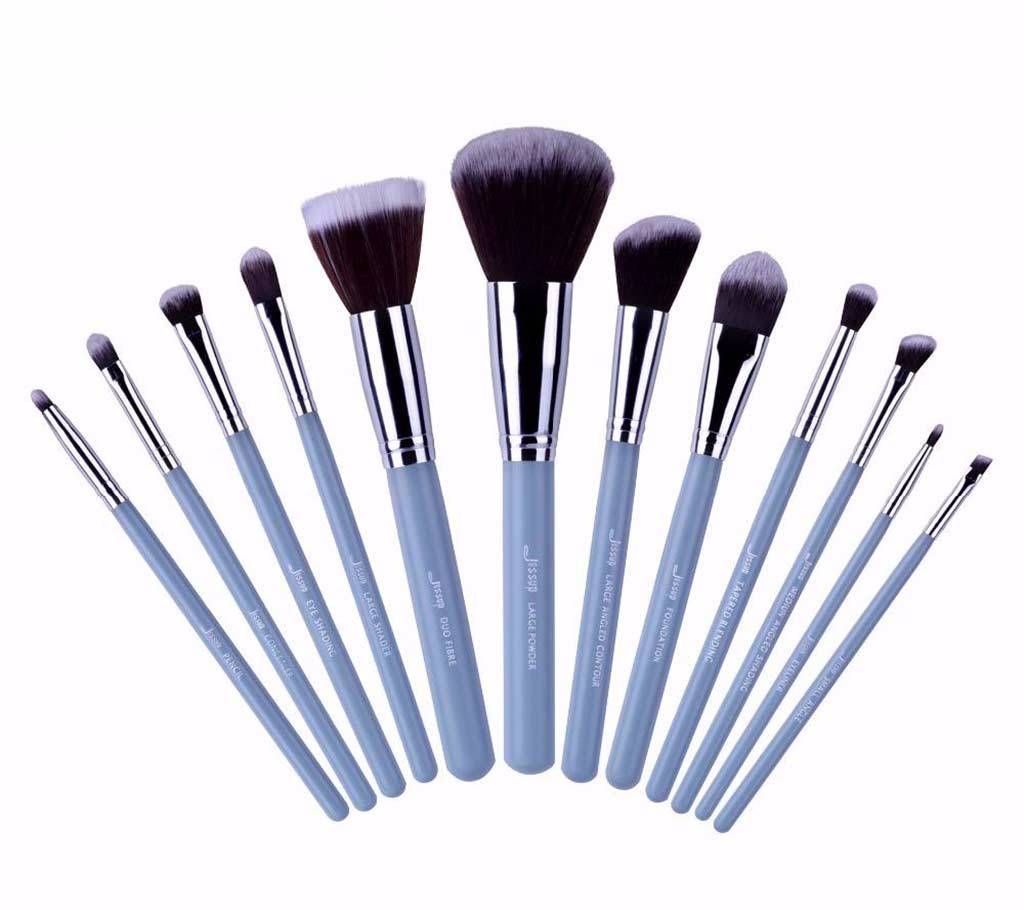 Jessup T086 12PCS Blue & Silver Makeup Brush