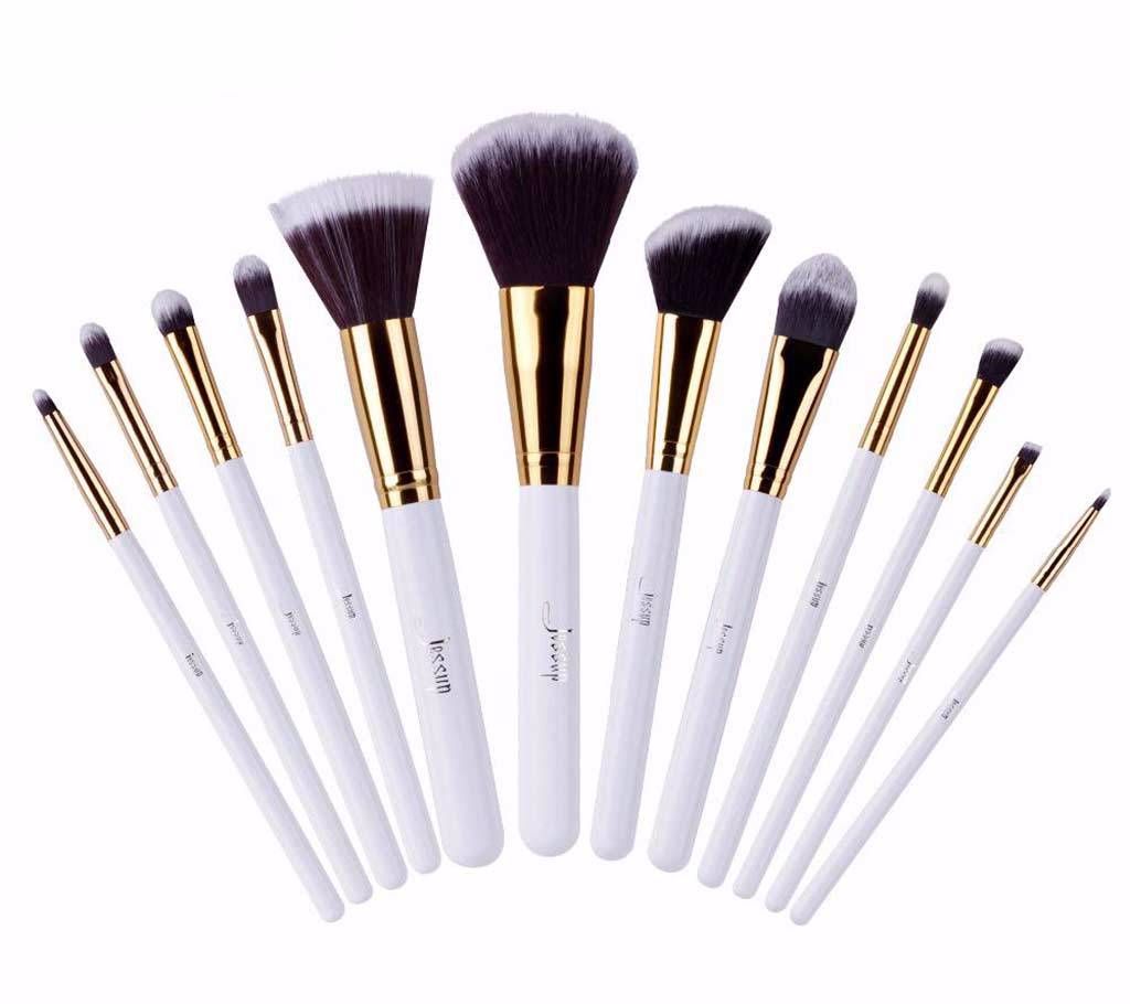 Jessup T096 12Pcs White & Gold Makeup Brush